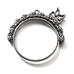 Черный Цвет Металла Подвесные подвески из сплава, для diy уф смолы, эпоксидная смола, без кадмия, без никеля и без свинца, плоские круглые с птицей, металлический черный , 39x38.5x3.5 мм, отверстие : 1.6 мм