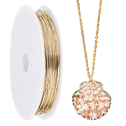 Настоящее золото 14K Экологичный медный провод, круглая проволока для бисера, с катушкой, долговечный, реальный 14 k позолоченный, 22 датчик, 0.6 мм, около 82.02 футов (25 м) / мешок