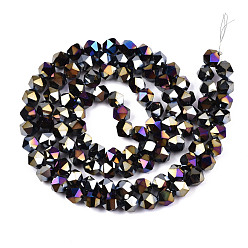 Black Electroplate Opaque Glass Beads Strands, AB Color Plated, Faceted, Round, Black, 5.5x5.5x5.5mm, Hole: 1mm, about 97~99pcs/strand, 20.87 inch~21.26 inch(53cm~54cm)