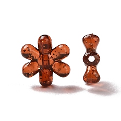 Кокосово-Коричневый Прозрачный с блестящими акриловыми бусинами, цветок, кокосового коричневый, 16.5x15x5 мм, отверстие : 1.5 мм, Около 1000 шт / 500 г