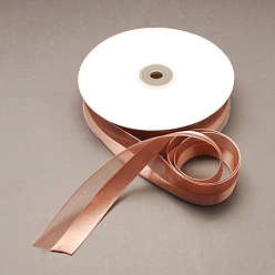 Sienna Two-Tone Organza Ribbon with Wire Edge, Sienna, 1 inch(25~26mm), 50yards/roll(45.72m/roll)