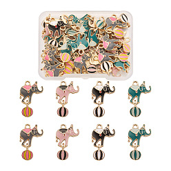 (52) Непрозрачная лаванда 32 шт 4 цвета подвески из цинкового сплава с эмалью, слон, золотой свет, разноцветные, 26x16 мм, отверстие : 2.5 мм, 8 шт / цвет