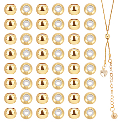 Настоящее золото 18K 60 латунные бусины шт., резина внутри, ползунки, долговечный, рондель, реальный 18 k позолоченный, 6x4.5 мм, отверстие : 2 мм