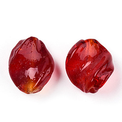 (123L) Белый крем непрозрачный блеск Прозрачные бусины лэмпворк ручной работы, лист, огнеупорный кирпич, 14~18.5x13.5~15x3.5~6 мм, отверстие : 1.2~1.8 мм