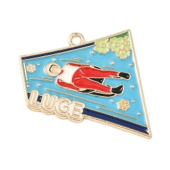 Другие Подвески из спортивного сплава с эмалью, золотые, санный спорт, 30x28x1 мм, отверстие : 2 мм