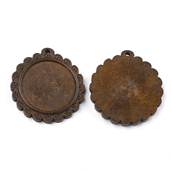 Верблюжий Деревянная подвеска кабошон настройки, подвесная база, цветок, верблюжие, лоток : 30 мм, 45x42.5x5.5 мм, отверстие : 2.5 мм