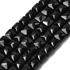 Черный Непрозрачное стекло бисер нитей, квадратный, граненые, чёрные, 5.5~6x6x4~4.5 мм, отверстие : 1 мм, около 100 шт / нитка, 22.44~22.56 (57~57.3 см)