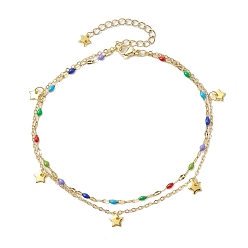 Звезда 304 двухслойные цепочки из нержавеющей стали и латуни на щиколотку, Эмаль стиле, с позолоченными подвесками, звезда, 9-1/8 дюйм (23 см)