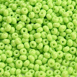 Green Yellow Imitation Jade Glass Seed Beads, Luster, Baking Paint, Round, Green Yellow, 5.5x3.5mm, Hole: 1.5mm