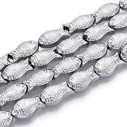 с Платиновым Покрытием Стеклянные бусины с гальваническим покрытием , рыба, с покрытием платиным, 15x8.2x5.3 мм, отверстие : 0.9 мм, около 50 шт / нитка, 26.77~27.17'' (68~69 см)