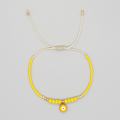 Желтый Стеклянный глаз браслет летний пляжный отдых бисерные украшения простой стильный аксессуар