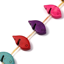 (52) Непрозрачная лаванда Синтетических нитей бирюзовые бусы, окрашенные, рыба, разноцветные, 16x32x7 мм, отверстие : 1 мм, Около 184 шт / 1000 г