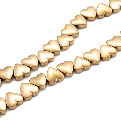 с Золотистым Покрытием Немагнитные синтетический гематит бисер пряди, гальваническое покрытие (сохранение цвета 1 год), сердце, с золотым покрытием, 8x8x3 мм, отверстие : 1 мм, около 52 шт / нитка, 15 дюйм