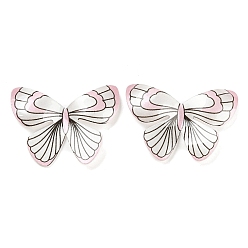 Pink Resin Cabochons, Butterfly, for Jewelry Making, Pink, 26x31.5x3.7mm