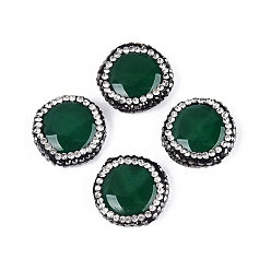 Морско-зеленый Натуральный агат, окрашенные, плоско-круглые, цвета морской волны, 17~18x6 мм, отверстие : 1 мм