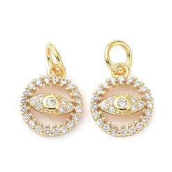 Настоящее золото 18K Латунь прелести циркония кубической, с целью перехода в кольце, долговечный, без свинца и без кадмия, плоские круглые с узором глаз, реальный 18 k позолоченный, 11x9x2.8 мм