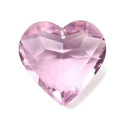 Pink Стеклянные прелести, граненые, для люстры хрустальные подвесные подвески, сердце, розовые, 43.5x45.5x26 мм, отверстие : 1.8 мм
