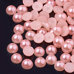 Светло-Коралловый Абс пластмассовые кабошоны, имитации жемчуга, полукруглый, свет коралловый, 6x3 мм , около 5000 шт / мешок