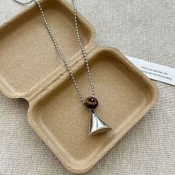 Треугольник 304 Подвески из нержавеющей стали и натурального тигрового глаза, цвет нержавеющей стали, треугольные, 27.95 дюйм (71 см), Кулон : 20 мм