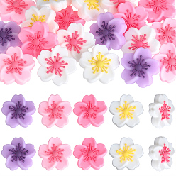 Gemischte Farbe 20 Stück 5 Farben Silikonperlen, Blume, Fokalperlen, Gemischte Farbe, 28x28.5x9.5 mm, Bohrung: 2 mm, 4 Stk. je Farbe