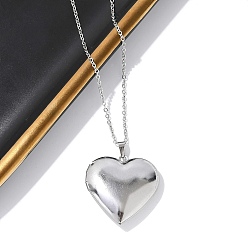 Нержавеющая Сталь Цвет Антикоррозийные 304 подвеска в виде сердца из нержавеющей стали, ожерелья с цепочкой из кабеля для женщин, цвет нержавеющей стали, 18.11 дюйм (46 см), подвески: 29x29x7.5 мм, внутренний диаметр: 20x21 мм
