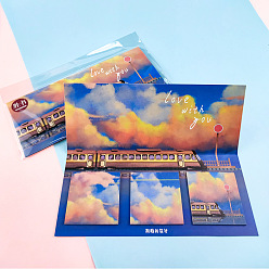 Оранжевый Квадрат с блокнотом для заметок с рисунком пейзажа, наклейки с наклейками, для офисного школьного чтения, оранжевые, 60x60 мм, 20 листы / стиль, 3 стили, 60 листы/книга