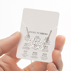 Number 201 Женские ожерелья с подвеской в виде числа ангела из нержавеющей стали, цвет нержавеющей стали, число 555, 17.72 дюйм (45 см)