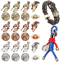 Couleur Mélangete Cordon edc extérieur, bracelet, porte-clés, perles, boutons, casque spartiate en alliage comprenant des perles européennes et des boutons de bouclier, couleur mixte, 24 pcs / boîte