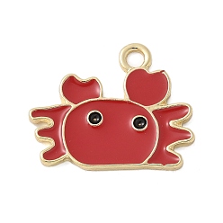 (123L) Белый крем непрозрачный блеск Подвески из эмали и сплава, золотые, крабовое очарование, огнеупорный кирпич, 16.5x20x1.5 мм, отверстие : 2 мм