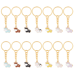 (52) Непрозрачная лаванда Милый брелок с подвеской из коровьей эмали, с железной фурнитурой, для брелка, кошелек, украшение для рюкзака, разноцветные, 6.8 см, 14 шт / комплект