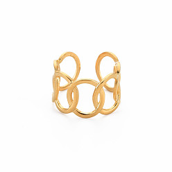 Настоящее золото 18K Ионное покрытие (ip) 304 запирающее овальное открытое манжетное кольцо из нержавеющей стали, без никеля , реальный 18 k позолоченный, размер США 8 (18.1 мм)