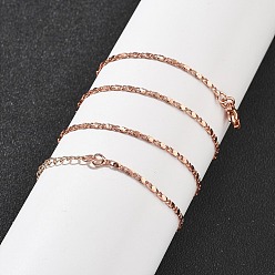 Розовое Золото Ожерелья-цепочки из латуни для женщин, 304 из нержавеющей стали застежкой омар, стойки покрытие, без свинца и без кадмия, долговечный, розовое золото , 17.80 дюйм (45.2 см)