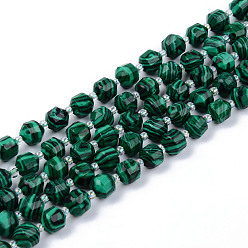 Malachite Perles synthétiques malachite brins, ronde, facette, 7~8x8mm, Trou: 1.2mm, Environ 38~40 pcs/chapelet, 14.76~15.16 pouce (37.5~38.5 cm)