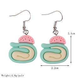 Бирюза Серьги-подвески из смолы на тему еды, платина, клецка, бирюзовые, 21x22 мм