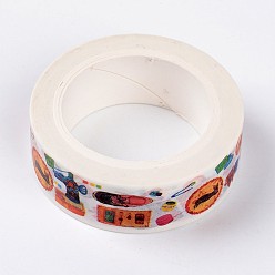 Coloré Bandes de papier décoratives de scrapbook bricolage motif de temps éphémère, ruban adhésif, colorées, 15mm, 10m/rouleau