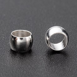 Посеребрённый Латунные бусины, долговечный, колонка, серебряные, 4x2.5 мм, отверстие : 3.8 мм