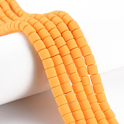 Orange Handmade Polymer Clay Bead Strands, Column, Orange, 6.5x6mm, Hole: 1.2mm, about 61pcs/strand, 15.75 inch(40cm)