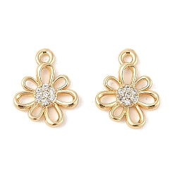 Настоящее золото 18K Латунные микро проложить кубического циркония подвески, без кадмия, без никеля и без свинца, , реальный 18 k позолоченный, 14x11x2.5 мм, отверстие : 1.4 мм