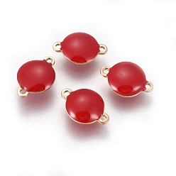 Красный Ионное покрытие (ip) 304 эмалированные соединители из нержавеющей стали, эмалированные блестки, плоско-круглые, золотые, красные, 14.5x10x4.5 мм, отверстие : 1.4 мм