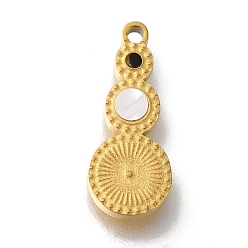 Золотой Ионное покрытие (ip) 304 подвески для ручной полировки из нержавеющей стали, с белым и черным акрилом, Горлянка, золотые, 15x6x2 мм, отверстие : 1.2 мм