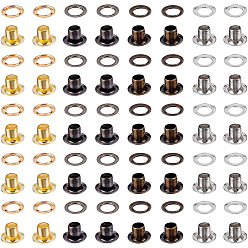 (52) Непрозрачная лаванда 200 наборы 4 цвета железные люверсы люверсы фурнитура, с шайбами, сменный пакет для ремонта сумки, разноцветные, 7.5x4 мм, внутренний диаметр: 4.5 мм, 50 шт / комплект