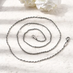 Нержавеющая Сталь Цвет 2 мм, унисекс 304 ожерелье из нержавеющей стали в виде веревки, без потускнения, цвет нержавеющей стали, 23.62 дюйм (60 см)