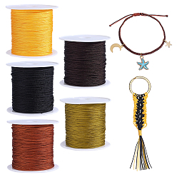 Color mezclado 5 rollos 5 cordón de nudo chino de nailon de colores, Cordón de nailon para joyería para hacer joyas., color mezclado, 0.6 mm, 40 m / rollo, 1 rollo / color