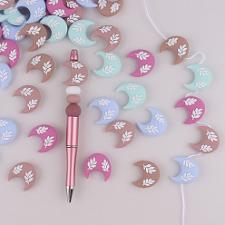 (52) Непрозрачная лаванда Силиконовые бусины, фокусные бусы, луна, разноцветные, 26x27x10 мм, отверстие : 2 мм