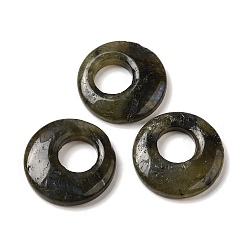 Labradorite Natural Labradorite Pendants, Donut/Pi Disc Charms, 27.5~28x4.5~5.5mm
