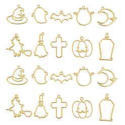 Золотой Подвески из цинкового сплава с открытой спиной, для diy уф смолы, эпоксидная смола, Прессованные цветочные украшения, золотые, 20 шт / коробка