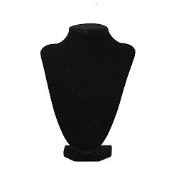 Черный Мдф покрытый вельветом бюст в форме ожерелья витрины, чёрные, 14x18x24.5 см