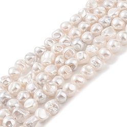 Antique White Electroplated Shell Pearl Beads Strands, Nuggets, Antique White, 7~8.5x8.5~11x6~8.5mm, Hole: 1mm, about 47pcs/strand, 15.75 inch(40cm)