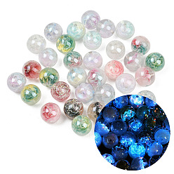(52) Непрозрачная лаванда Светящиеся прозрачные смоляные бусины внутри цветка, круглые, светится в темноте, с блеском порошок, разноцветные, 16 мм, отверстие : 2 мм