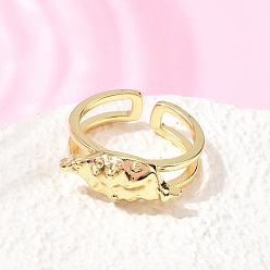 Другие Латунные манжеты с открытыми кольцами, без кадмия и без свинца, долговечный, стойки покрытие, реальный 18 k позолоченный, форма раковины, внутренний диаметр: 17.8 мм